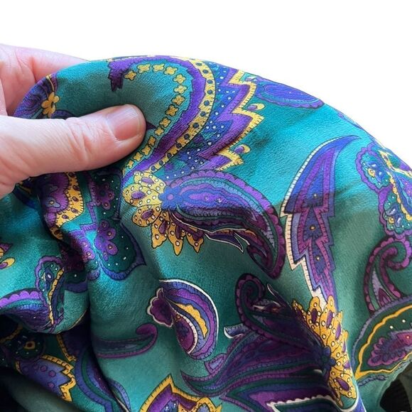 Vintage Spenser Jeremy blue and green silk paisley zip bomber jacket size large - Picture 9 of 13